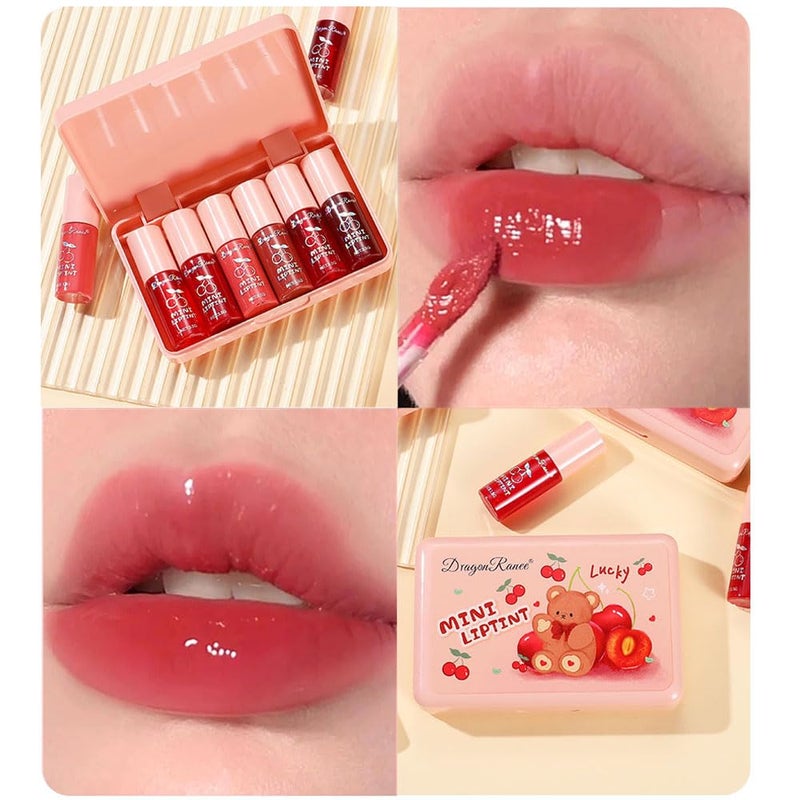Miniling 6 Colors Lip Tint Stain Korean Lip Gloss Set, Plumping Lip Tint Mini Liquid Lipstick, Multi-Use Cheek and Lips, Long lasting Waterproof, Non-Stick Cup, Tinted Lip Makeup - Image 5